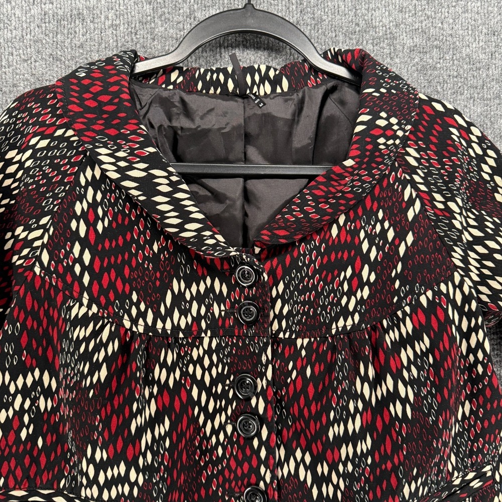 Lapis Blazer Womens M Black Red Button Up 3/4 Sleeve Formal Evening Cocktail - Picture 2 of 9